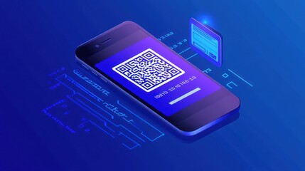 Mobile phone displaying QR code for digital payment.