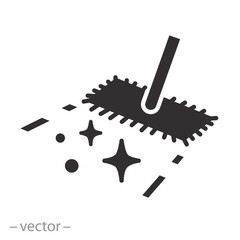 Wall Mural - clean surface, wet cleaning icon, mop and shiny floor, flat vector illustration