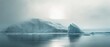 © Ai Studio - Under a pale sky, a massive iceberg floats serenely in still water, exuding tranquility and showcasing icy majesty in an ethereal arctic scene.