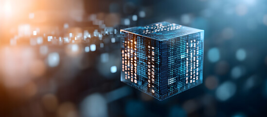 Wall Mural - a cube with a bunch of numbers on it is flying through the air