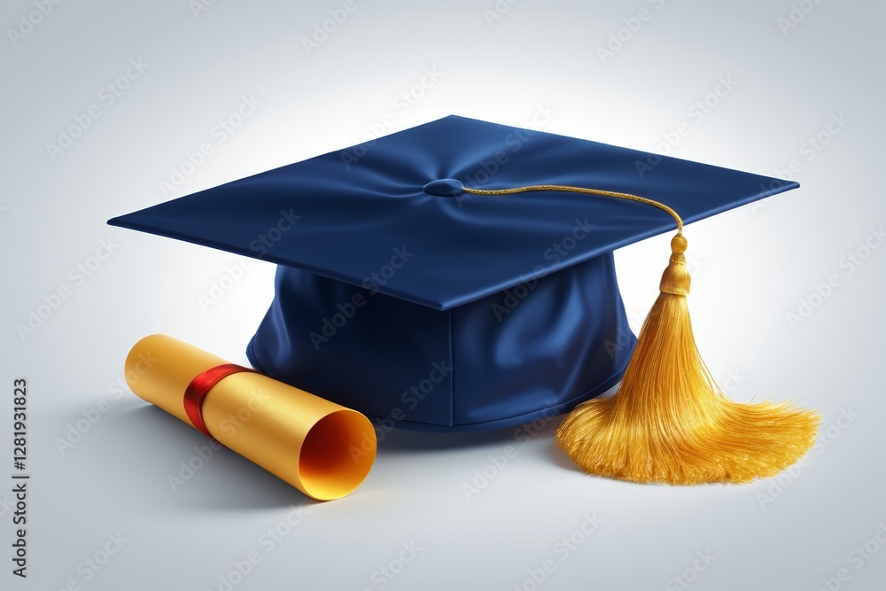 arafed graduation cap and diploma scroll with a tassel Stock Photo ...