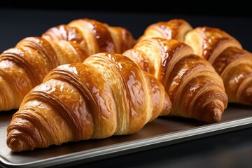 Sticker - there are four croissants on a tray on a table