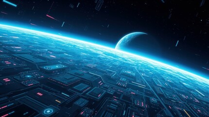 Wall Mural - A beautiful horizon on an alien planet