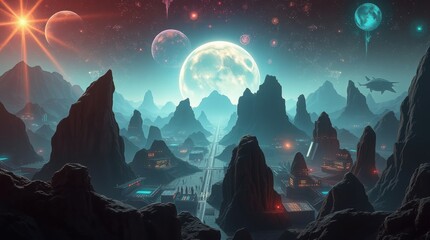 Wall Mural - A beautiful horizon on an alien planet