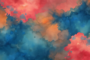 Wall Mural - A painting of a sky with blue and orange clouds. The colors are vibrant and the brushstrokes are bold. The mood of the painting is energetic and lively