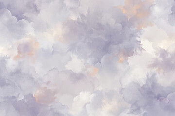 Wall Mural - A cloudy sky with a light purple hue. The clouds are scattered throughout the sky, creating a sense of depth and movement