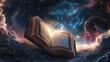 © Anastasia Boiko - An open Quran floating in a cosmic nebula, glowing with divine light among the stars. Concept of faith, spirituality, wisdom, enlightenment, sacred knowledge, divine truth, and universal connection.