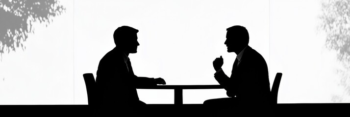 Poster - Executives engaged in a discussion at a modern conference room during a business meeting. Generative AI