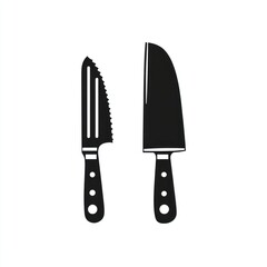 two kitchen knives a serrated and a chef knife