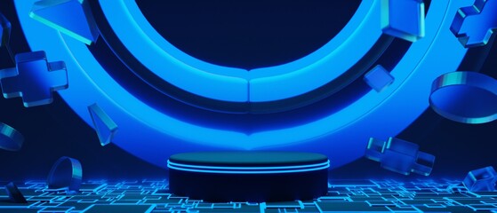 Wall Mural - 3d illustration rendering of y2k 2000s gamer technology futuristic fantasy metaverse cyberpunk sci-f