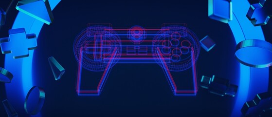 Wall Mural - 3d illustration rendering of y2k 2000s gamer technology futuristic fantasy metaverse cyberpunk sci-f