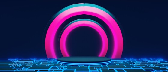 Wall Mural - 3d illustration rendering of y2k 2000s gamer technology futuristic fantasy metaverse cyberpunk sci-f