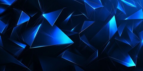 Dynamic Geometric Blue Background with Connected Nodes and Glowing Shapes