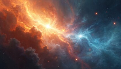 Canvas Print - abstract depiction battle between light, dark cosmic forces. dynamic energy clash in spiritual ether