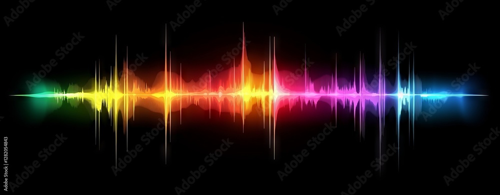 In this abstract visualization, digital sound waves produce a vivid ...