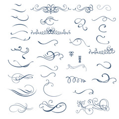 Wall Mural - florish ornaments set, line style calligraphic collection. filigree calligraphic ornamental curls. d