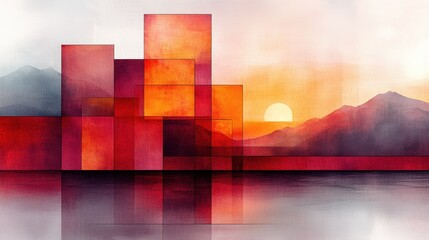 Poster - Abstract Minimalist Vector Art with Soft Pastel Gradients and Shapes