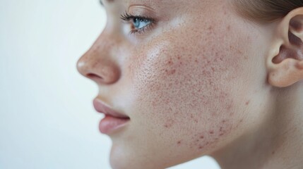 Poster - Comparison of acne prone skin and clear radiant skin highlighting dermatological principles. Generative AI