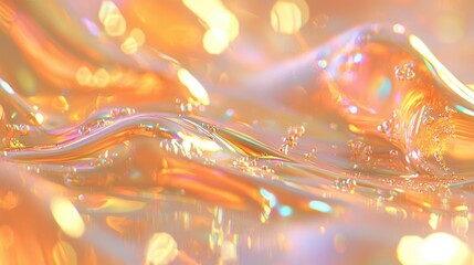 Abstract golden gel surface with shiny bokeh lights, for cosmetic use