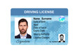 © New Africa - Driver's license with photo of man and world map illustration isolated on white