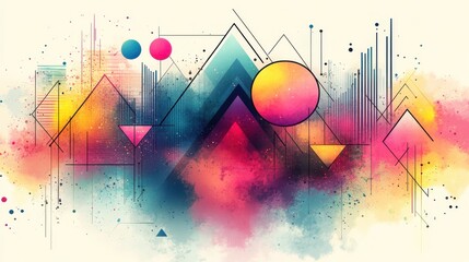 Poster - Vibrant Abstract Minimalist Vector Art in Soft Pastel Gradients