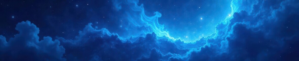 Wall Mural - Abstract swirling blue nebula texture Deep, cosmic digital art , abstract art, nebula