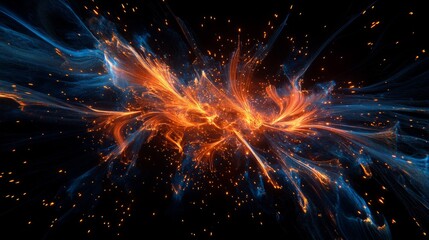 Wall Mural - vibrant fireworks display in the night sky, bright and festive, dynamic and engaging, isolated on da