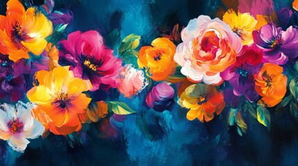 Wall Mural - vibrant floral designs with bold contrasts, dynamic and artistic composition, textured and radiant d