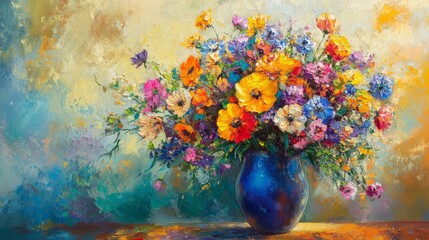 Wall Mural - vivid floral arrangement with glowing light, dynamic and radiant composition, textured and artistic 