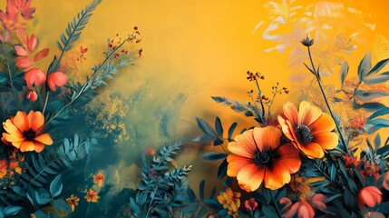 Wall Mural - vivid floral designs with bold contrasts, artistic and dynamic composition, textured and radiant des