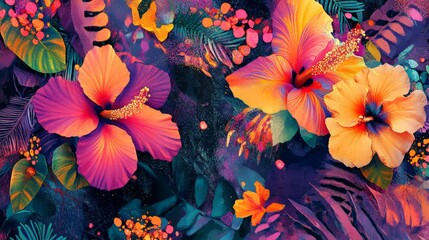 Wall Mural - vivid floral patterns with intricate designs and vibrant highlights, artistic and vibrant compositio