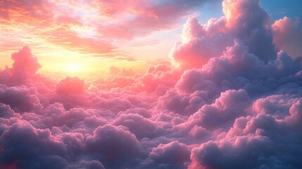 Wall Mural - the pink and blue sunrise sky , with huge clouds enchanting atmosphere.
