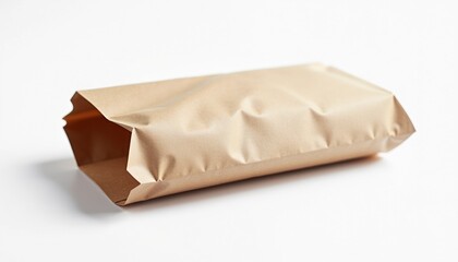 Poster -  A plain paper sandwich bag with no branding, clean folds, isolated on a white background with subtle shadows and copy space