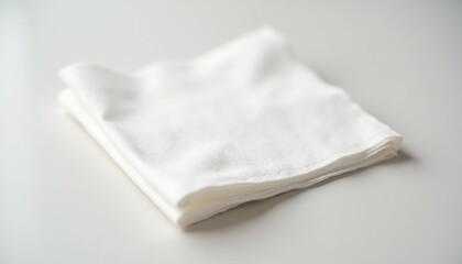 Aufkleber - A close-up of a crisp white napkin with subtle texture, neatly placed on a clean surface, perfect for restaurant branding with copy space