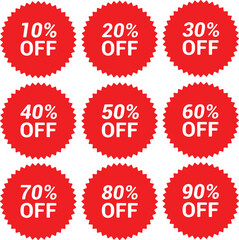 Wall Mural - round icon set of sale promotion discount percent off price tag label sticker coupon button banner. 