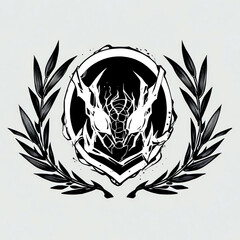 Sticker - Abstract Monochrome Crest Design: A Ghastly Creature's Emblem