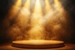 © btiger - Gold Spotlight Stage with Circular Podium and Elegant Background