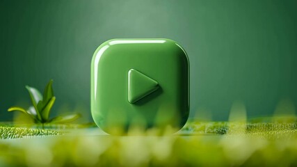 Wall Mural - start play intro introduction green power button