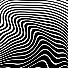 Wall Mural - wavy lines op art pattern with 3d illusion effect. black and white texture. abstract halftone backgr