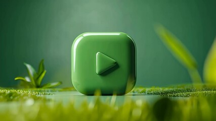 Wall Mural - start play intro introduction green power button
