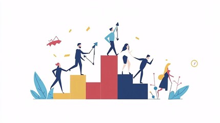Aufkleber - Business people helping each other to reach the top of the chart