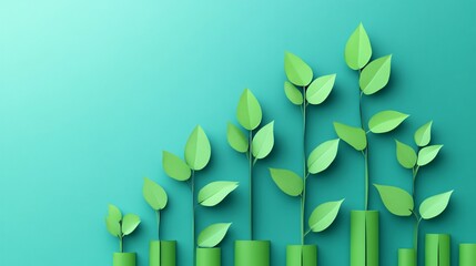 Poster - Paper plants growing into increasing graph showing business growth