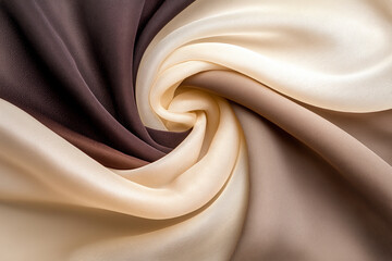Wall Mural - Elegant swirl of soft fabric in neutral tones creates a smooth, abstract background design