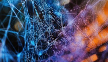 Intricate Spiderweb Illuminated With Vibrant Hues