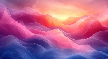 Wall Mural - Dreamy Abstract Landscape Soft Lighting Gradient Pink Blue Impressionism Tranquility