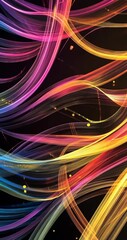 Wall Mural - abstract colorful light trails, vibrant swirls of rainbow hues, dynamic energy, artistic digital pai