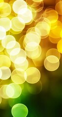 Wall Mural - Abstract Bokeh Background: Golden and Green Lights vertical video