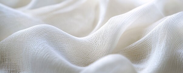 Poster - White fabric texture background forming soft wave shapes