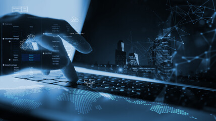 Wall Mural - digital technology, internet global network connection, data science and engineering, iot internet o