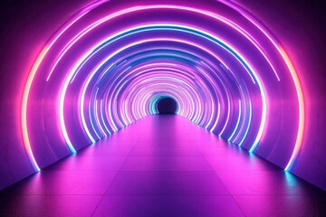 Poster - Futuristic Neon Corridor Abstract Background 3D Render